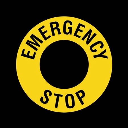 Tabliczka opisowa EMERGENCY STOP - 40mm - Pierścień ostrzegawczy na przycisk bezpieczeństwa
