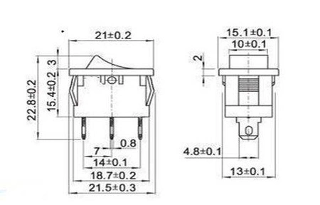 Przełącznik kołyskowy bistabilny KCD1-1 - zielony - 15x21mm - przełącznik ON/OFF 250V - 3PIN