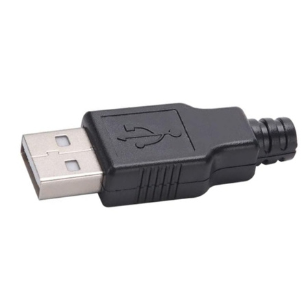 Wtyk USB z osłoną - typ A - montowane na kabel - męski