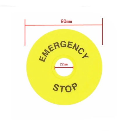 Tabliczka opisowa EMERGENCY STOP - 90mm - Pierścień ostrzegawczy na przycisk bezpieczeństwa