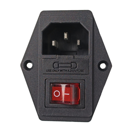AC IEC 250V power socket - with circuit breaker and fuse