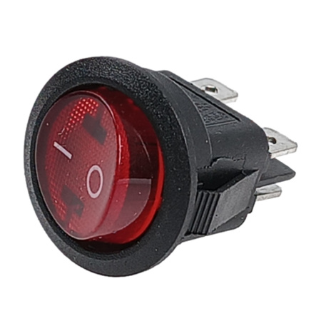 Przełącznik kołyskowy - SMRS201R - 6A/250V - podwójny - okrągły - ON/OFF - czerwony