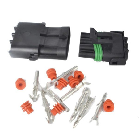 Złącze Weatherpack 4-PIN komplet - wtyk+gniazdo - złącze hermetyczne