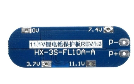 Moduł BMS PCM PCB ładowania i ochrony ogniw Li-ion - 3S - 12V - 10A - do ogniw 18650 - niebieska płytka