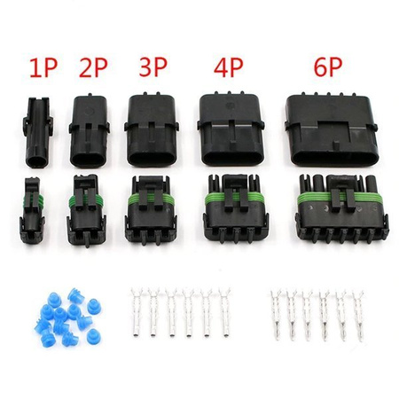Weatherpack 4-PIN connector complete - plug+socket - hermetic connector