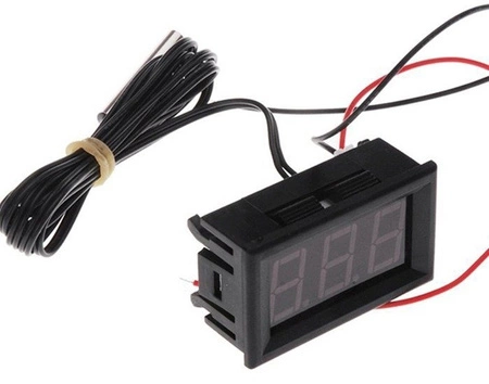 Termometr Elektroniczny Do Panelu- 12V -50°C do 110°C - Wodoodporny Czujnik - Czerwony LED
