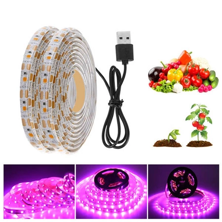 Taśma LED do doświetlenia roślin 0,5m - 5V - USB - full spectrum - do uprawy roślin i kwiatów