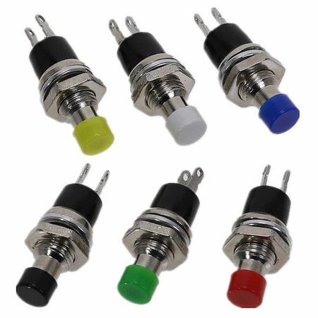 Przycisk chwilowy PBS-110 - czarny - 250V-1A / 125V-3A - 7mm - okrągły